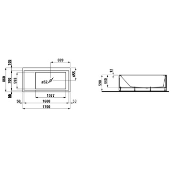 Ванна из искусственного камня Laufen Kartel 170x86 2.2333.5.000.616.1