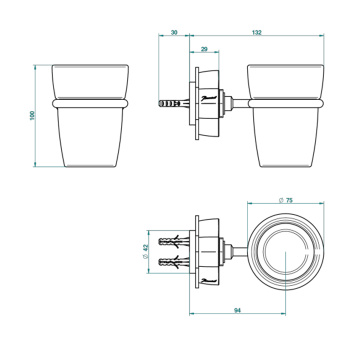 Стакан THG Petale De Cristal Bleu U6B-A02-536 хром
