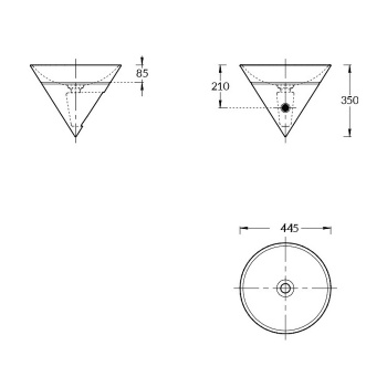 Раковина CONO встраиваемая сверху Kerama Marazzi 44 5x44,5x35, без отв. под смеситель, без перелива, черная матовая CO.wbi.44\BLK.M
