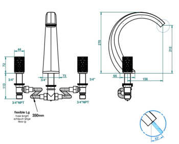 Смеситель на борт ванны THG Nihal Porcelaine Ivoire U2N-F30-25SG soft gold