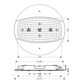 Верхний душ hansgrohe Rainmaker Air 3jet 600 26115000 без подсветки, хром