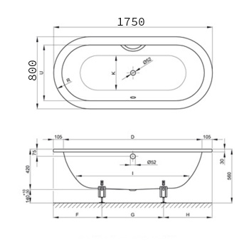 Стальная ванна Bette Starlet 175x80 2680-000 PLUS