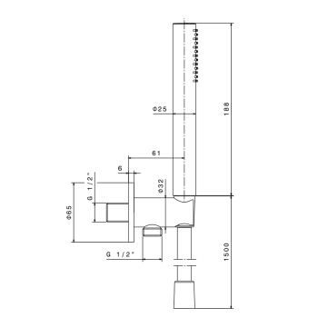 Ручной душ Newform X-steel 316 кронштейн-уголок 1/2, шланг 150 см, INOX 69645X.50.050