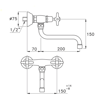 Смеситель для мойки настенный Stella Italica 3243/200, длина излива 200мм хром IT 04001 CR00