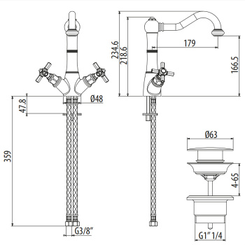 Смеситель для раковины Gattoni Trd TR300/18C0 хром