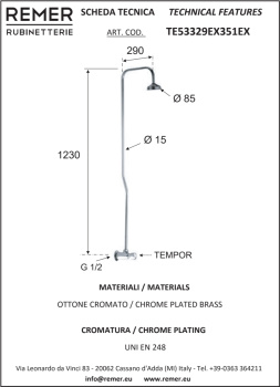 Кран порционный Remer Tempor  для душа EX с душ.колонной TE53329EX351