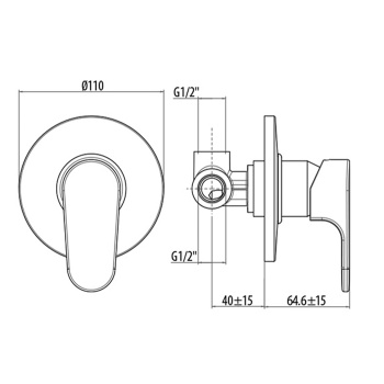 Встраиваемый смеситель Gattoni H2omix1000 укомплектован внутренней частью, хром 1030/10C0cr