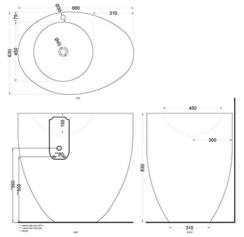 Раковина напольная Cielo Le Giare LGFREE LV 88 см черный