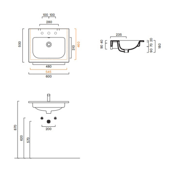 Раковина Catalano Italy 60x50, с 1 отв, белый глянцевый 720611001