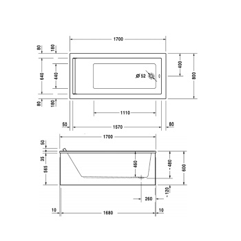 Акриловая ванна Duravit Starck Bathtubs 170x80 700336000000000