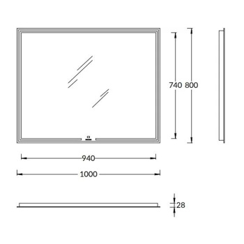 Зеркало MIO прямоугольное с диером Kerama Marazzi 100 белое MIO.mi.100\WHT