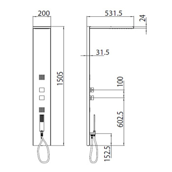 Bossini Manhattan Душевая панель 150x50x20см, 4 режима,монокомандный смеситель, цвет: хром L00891.03