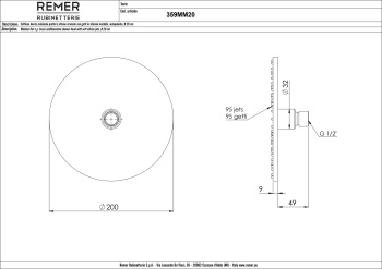 Верхний душ Remer с шарнирным соединением Ø 20см черный брашированный хром (CFP) 359MM20CFPX