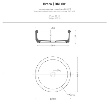 Раковина накладная Artceram Brera 43, черный матовый BRL001 17 00