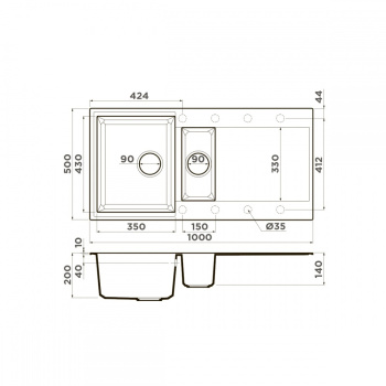 Мойка кухонная Omoikiri Sakaime 100-2-DC темный шоколад 4993896