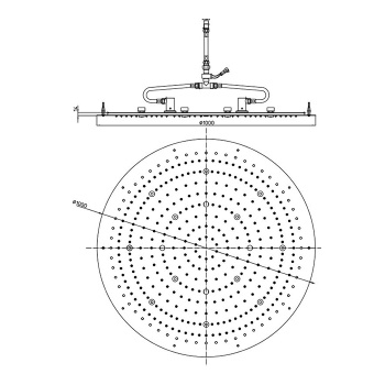 BOSSINI DREAM-XL OK Верхний душ Ø 1000 мм, с 12 LED RGB, блок питания/управления, Cromoterapi
