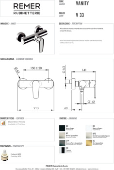 Смеситель для душа Remer Vanity  хром V33