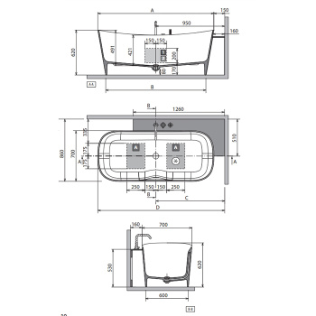 Ванна из искусственного камня Novellini Ship 165x86 SHI1150702AD-UU
