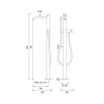 Смеситель для ванны CЕА Design Ziqq ZIQ 51 BK S сталь