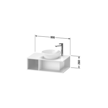 Duravit D-Neo Тумбочка подвесная компакт, 260x800x480 мм, 1 открытое отделение на левой стороне, цвет: белый высокоглянцевый