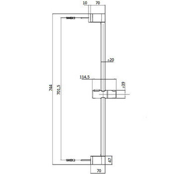 Bossini Syncronia Душевая штанга 70см., с ручной лейкой и шлангом 150см., цвет: хром DE8008.030