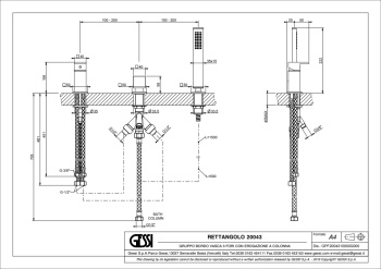 Смеситель для ванны Gessi Rettangolo 20043.707 Black Metal Brushed PVD