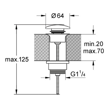 Донный клапан Kerasan клик-клак, покрытие керамика, черный матовый 923331