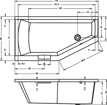 Акриловая ванна Riho 170x90 BA8800500000000 (B031001005)