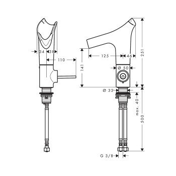 Смеситель для раковины Axor Starck V 12112000 хром