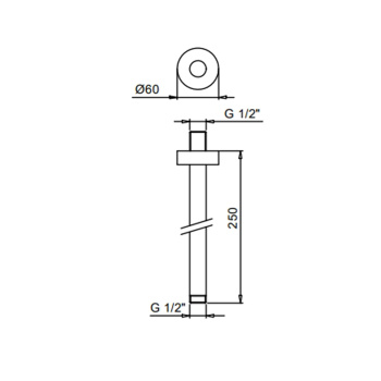 Кронштейн с потолка для душевой лейки Fantini 25 см, хром 86 02 9236