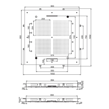 Верхний душ Harmonia Fima Carlo Frattini Wellness 950x950, встраиваемый, 3 режима: дождь, 8 форсунок, 2 каскада; Bluetooth,хромотерапия LED, цв хром F2900CR