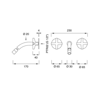 Смеситель для ванны CЕА Design Cross CRX 18 S с гибким изливом сталь