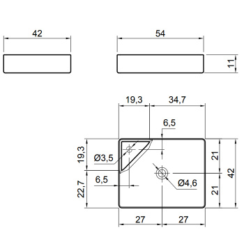 Раковина Antonio Lupi Simplo 54х42х11, без отв., белый А0002449161