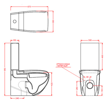 Унитаз моноблок Artceram/hidra Hi-line HIC001 01 00bi с крепежами, белый/хром