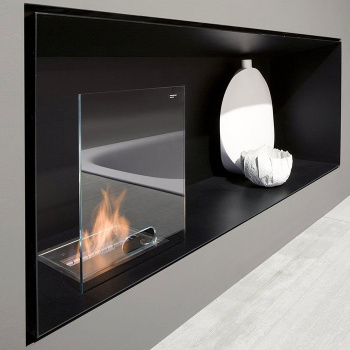 Antonio Lupi Teka Камин 144х40х81см, встраиваемый в стену, на биоэт, корп из стали, с противопожарн стеклом и горелкой LAFLACA, покрыт черной краской TEKA144