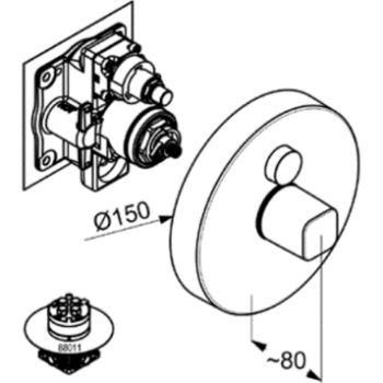 Термостат KLUDI PUSH 386020538 для душа встраиваемый на 1 потребителя внешняя часть