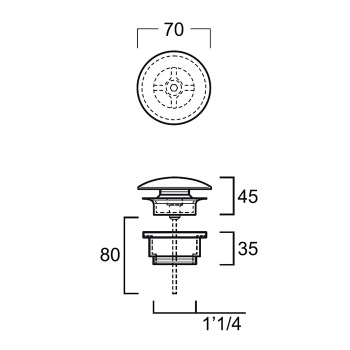 Донный клапан Simas PLCE moka matt moka matt