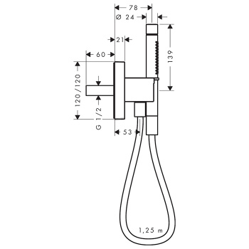 Axor Starck Душевой гаринитур, c ручным душем с 2 режимами, шланг 125см, настенный, цвет: ста