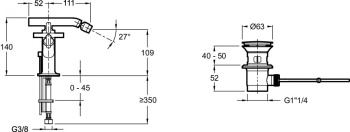 Смеситель для биде Jacob Delafon Purist E14596-3-CP, хром хром