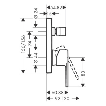Смеситель для ванны hansgrohe Vernis Shape 71469670 матовый черный