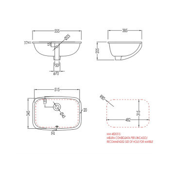 Раковина встраиваемая под столешницу Devon&Devon Swindon 55,5х38,5 черный все раковины С ДЕФЕКТАМИ на ЭМАЛИ ACSWINDONBLDS nero