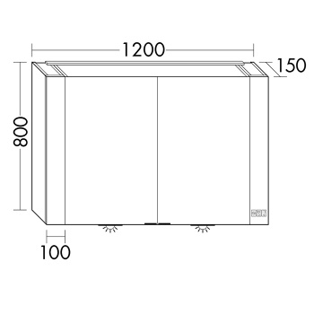 Burgbad RL40 Зеркальный шкаф 120х15х80см., 2 зерк. дверь с обоих сторон, 4 стеклянные полки,подсветка, Smart-Home-System, 2 розетки     SPQZ120
