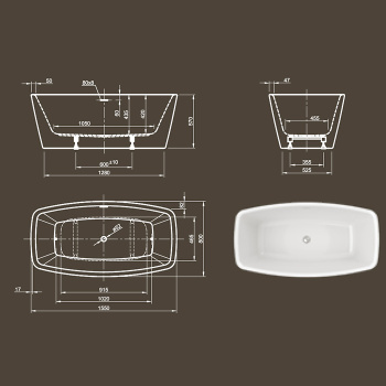 Акриловая ванна KNIEF Cube 155x80 0100-254