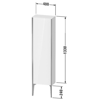 Duravit XViu Шкаф подвесной 1330x400x240мм, с 1 дверью, 3 стеклянными полками (петли справа), цвет: walnut dark/черный матовый