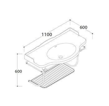 Консоль с раковиной подвесная Globo Paestum 110x60x60см, на 1 отв., хромированная PASC22 cr