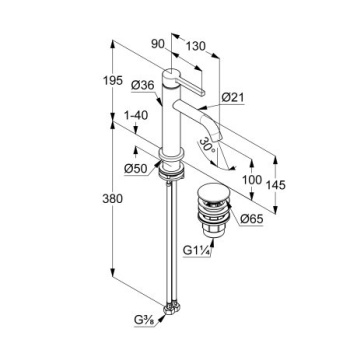 Смесители для раковины Kludi Nova Fonte Pura 202880515 push-open, хром