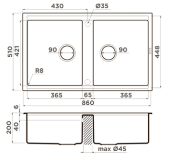 Мойка Omoikiri Kitagawa 86 2 Wg 860 510 200 90 Artceramic 6 Wind Green 4993731