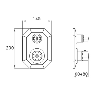 Внешняя часть встраиваемого термостатического смесителя душа Stella Firenze IS3292, хром FI 06011 CR00