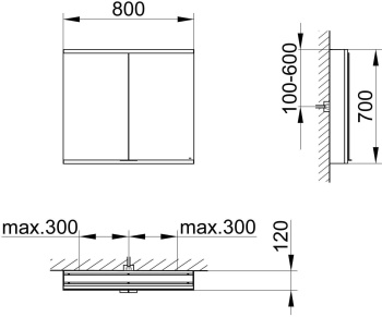 Зеркальный шкаф Keuco Royal Modular 2.0 80 800211080000300 алюминий