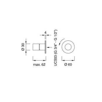 Вентиль запорный CEA Design Cartesio CAR 41 S для холодной воды сталь